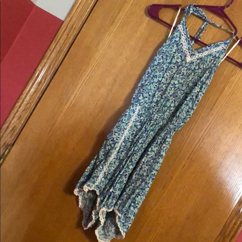 Blue and green romper